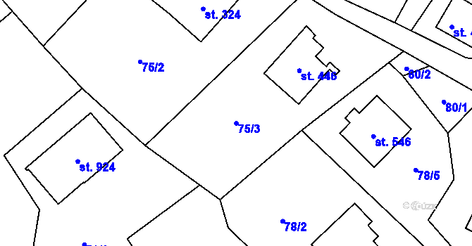 Parcela st. 75/3 v KÚ Lichnov u Nového Jičína, Katastrální mapa