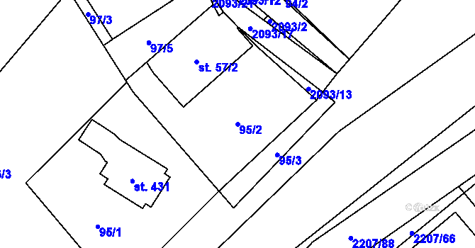 Parcela st. 95/2 v KÚ Lichnov u Nového Jičína, Katastrální mapa