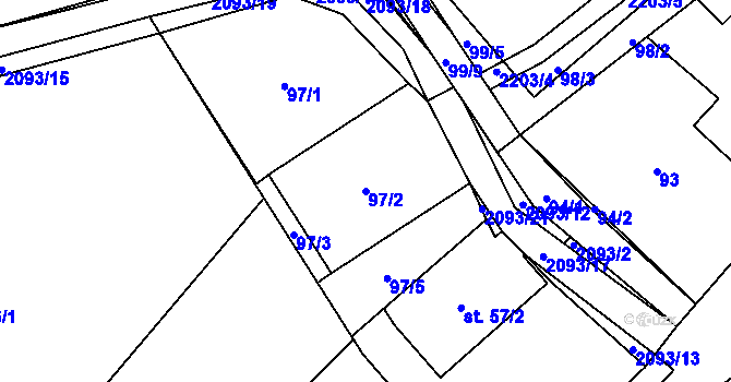 Parcela st. 97/2 v KÚ Lichnov u Nového Jičína, Katastrální mapa