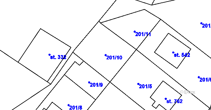 Parcela st. 201/10 v KÚ Lichnov u Nového Jičína, Katastrální mapa