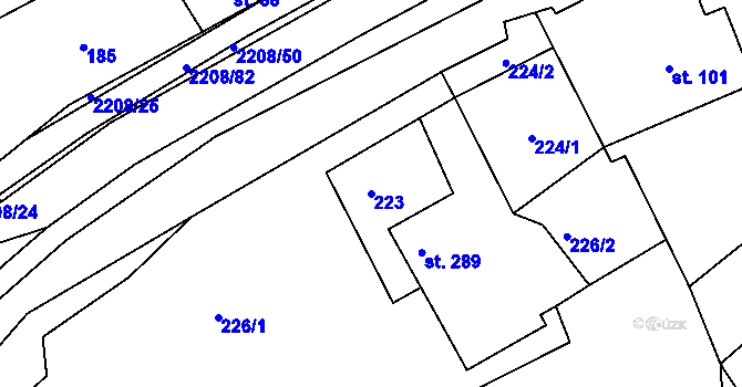Parcela st. 223 v KÚ Lichnov u Nového Jičína, Katastrální mapa