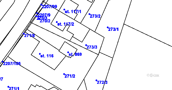 Parcela st. 273/3 v KÚ Lichnov u Nového Jičína, Katastrální mapa