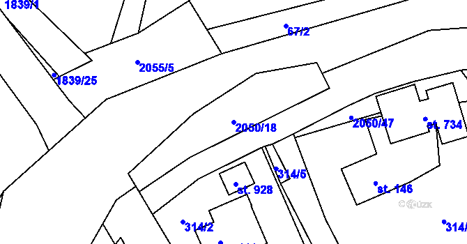 Parcela st. 2050/18 v KÚ Lichnov u Nového Jičína, Katastrální mapa