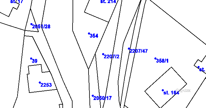 Parcela st. 2207/2 v KÚ Lichnov u Nového Jičína, Katastrální mapa