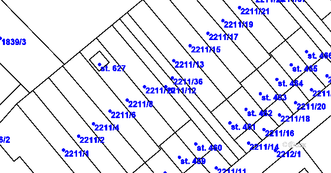 Parcela st. 2211/12 v KÚ Lichnov u Nového Jičína, Katastrální mapa