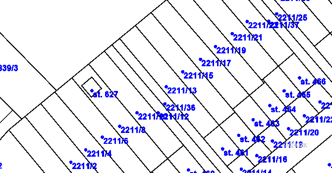 Parcela st. 2211/13 v KÚ Lichnov u Nového Jičína, Katastrální mapa