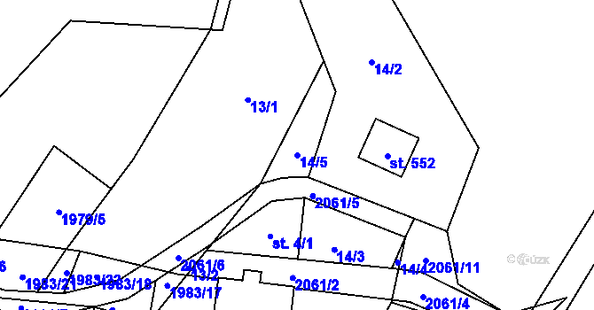 Parcela st. 14/5 v KÚ Lichnov u Nového Jičína, Katastrální mapa