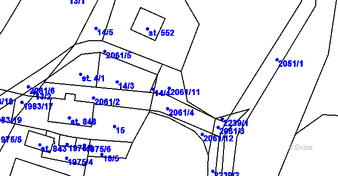 Parcela st. 2061/11 v KÚ Lichnov u Nového Jičína, Katastrální mapa