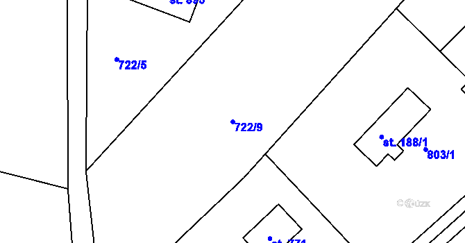 Parcela st. 722/9 v KÚ Lichnov u Nového Jičína, Katastrální mapa