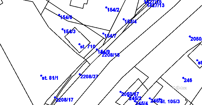 Parcela st. 2208/18 v KÚ Lichnov u Nového Jičína, Katastrální mapa
