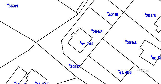 Parcela st. 702 v KÚ Lichnov u Nového Jičína, Katastrální mapa