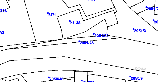 Parcela st. 2051/23 v KÚ Lichnov u Nového Jičína, Katastrální mapa