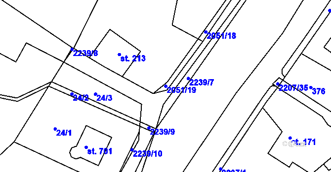 Parcela st. 2051/19 v KÚ Lichnov u Nového Jičína, Katastrální mapa