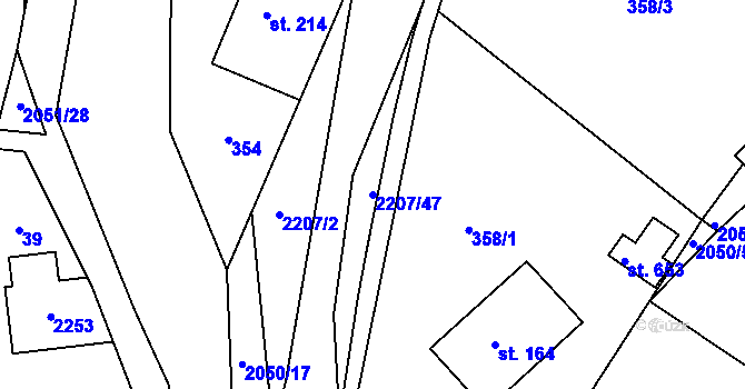 Parcela st. 2207/47 v KÚ Lichnov u Nového Jičína, Katastrální mapa