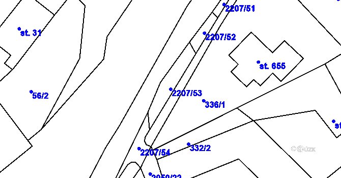 Parcela st. 2207/53 v KÚ Lichnov u Nového Jičína, Katastrální mapa
