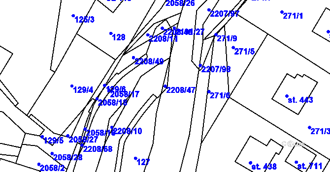 Parcela st. 2208/47 v KÚ Lichnov u Nového Jičína, Katastrální mapa