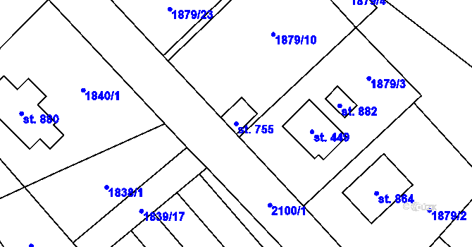 Parcela st. 755 v KÚ Lichnov u Nového Jičína, Katastrální mapa