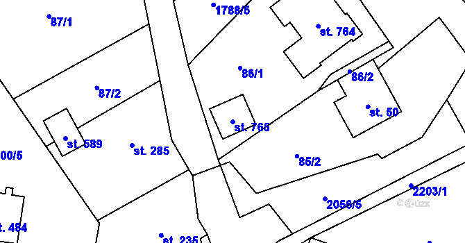 Parcela st. 765 v KÚ Lichnov u Nového Jičína, Katastrální mapa