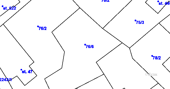 Parcela st. 76/6 v KÚ Lichnov u Nového Jičína, Katastrální mapa