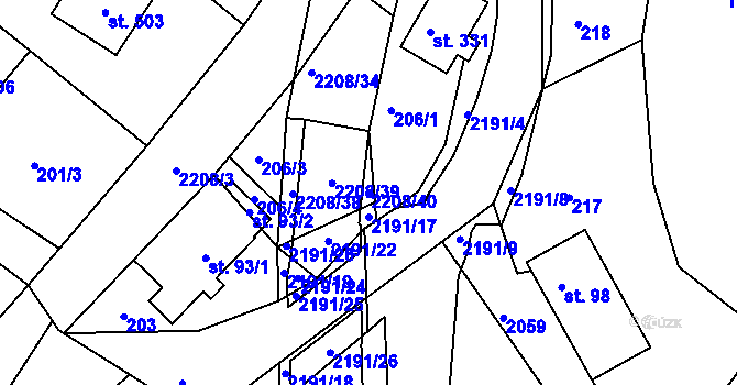 Parcela st. 2208/40 v KÚ Lichnov u Nového Jičína, Katastrální mapa