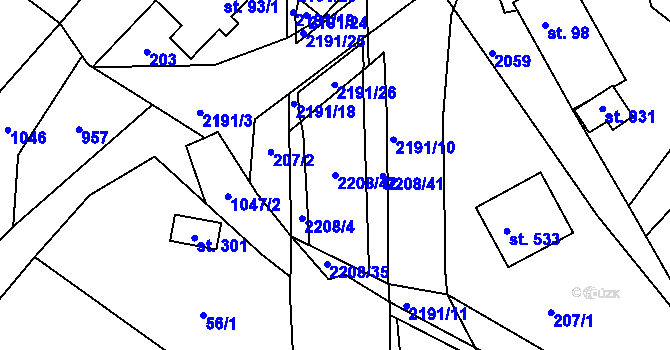 Parcela st. 2208/42 v KÚ Lichnov u Nového Jičína, Katastrální mapa