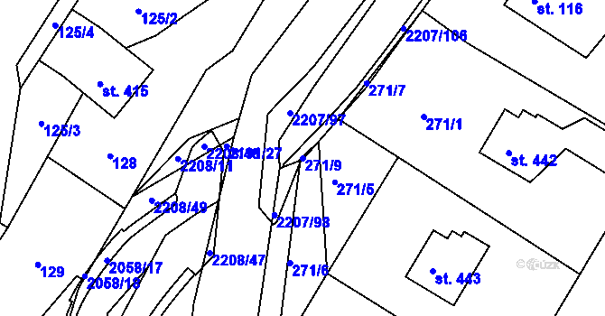 Parcela st. 271/9 v KÚ Lichnov u Nového Jičína, Katastrální mapa
