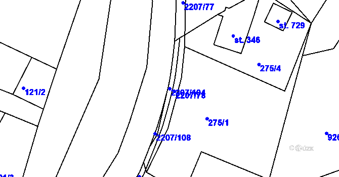 Parcela st. 2207/104 v KÚ Lichnov u Nového Jičína, Katastrální mapa