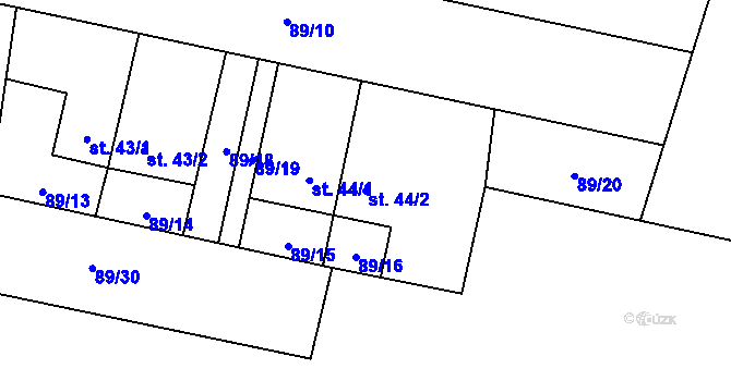 Parcela st. 44/2 v KÚ Lichoceves, Katastrální mapa
