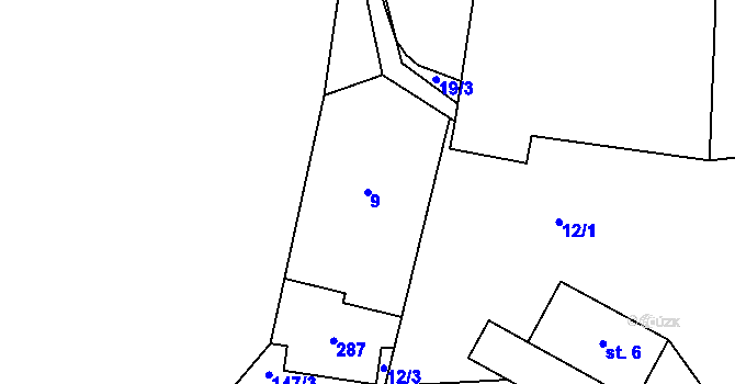 Parcela st. 9 v KÚ Lichoceves, Katastrální mapa