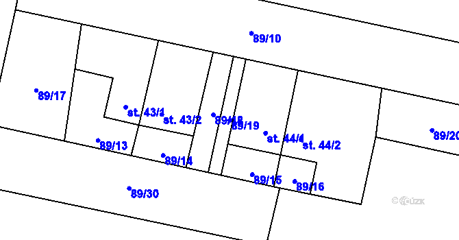Parcela st. 89/19 v KÚ Lichoceves, Katastrální mapa
