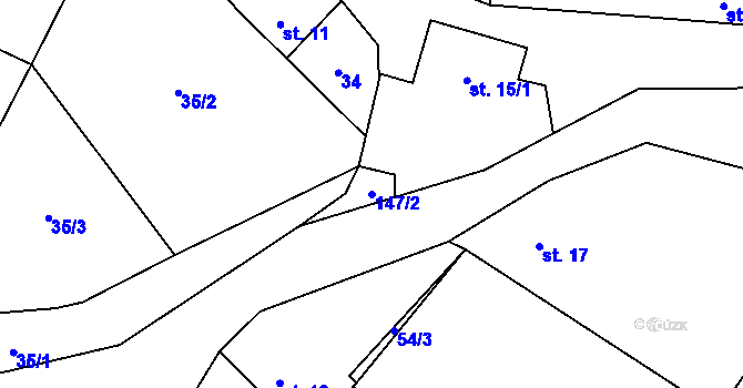 Parcela st. 147/2 v KÚ Lichoceves, Katastrální mapa