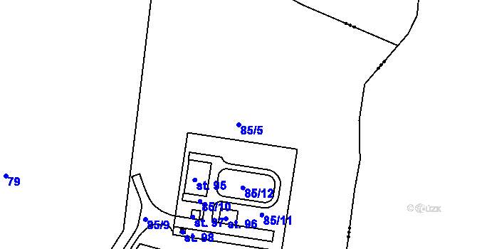 Parcela st. 85/5 v KÚ Lichoceves, Katastrální mapa