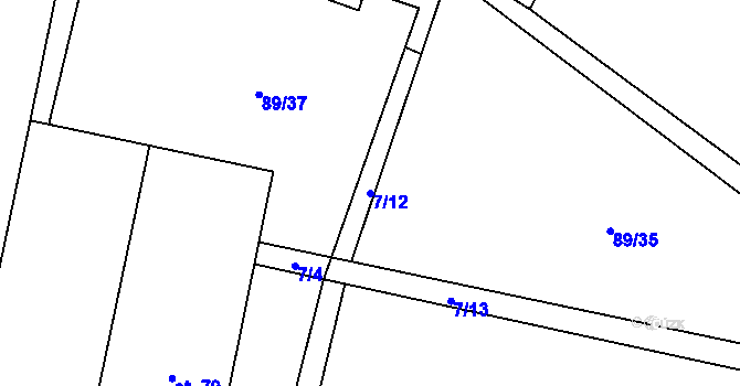 Parcela st. 7/12 v KÚ Lichoceves, Katastrální mapa