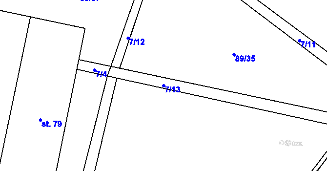 Parcela st. 7/13 v KÚ Lichoceves, Katastrální mapa