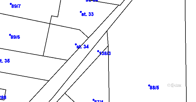 Parcela st. 138/3 v KÚ Lichoceves, Katastrální mapa