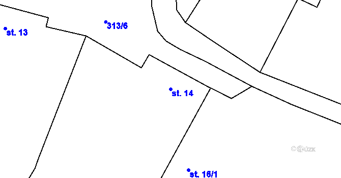 Parcela st. 14 v KÚ Noutonice, Katastrální mapa