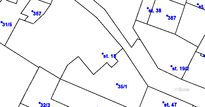 Parcela st. 18 v KÚ Noutonice, Katastrální mapa