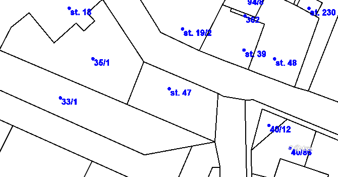 Parcela st. 47 v KÚ Noutonice, Katastrální mapa