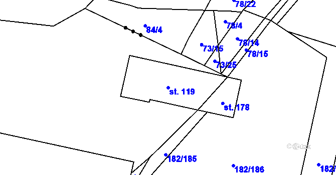 Parcela st. 119 v KÚ Noutonice, Katastrální mapa