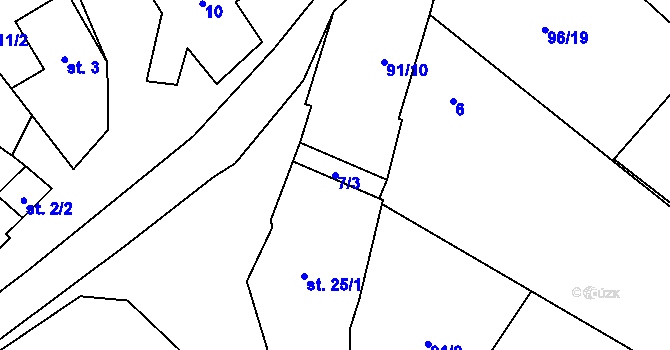 Parcela st. 7/3 v KÚ Noutonice, Katastrální mapa