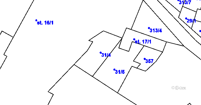 Parcela st. 31/4 v KÚ Noutonice, Katastrální mapa
