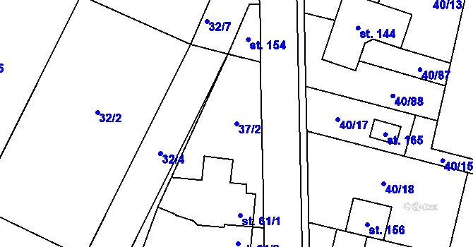 Parcela st. 37/2 v KÚ Noutonice, Katastrální mapa