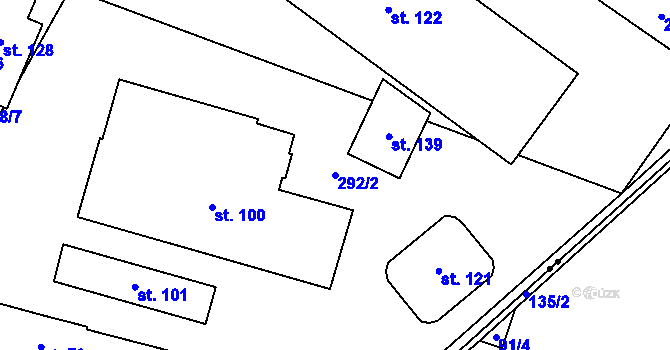 Parcela st. 292/2 v KÚ Noutonice, Katastrální mapa