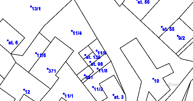 Parcela st. 11/9 v KÚ Noutonice, Katastrální mapa