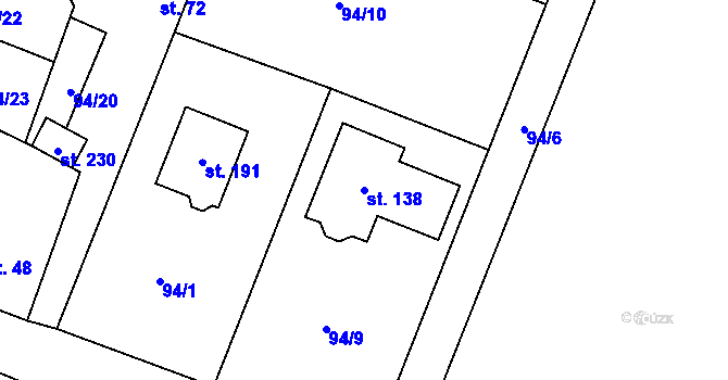 Parcela st. 138 v KÚ Noutonice, Katastrální mapa
