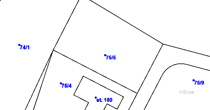 Parcela st. 75/5 v KÚ Noutonice, Katastrální mapa