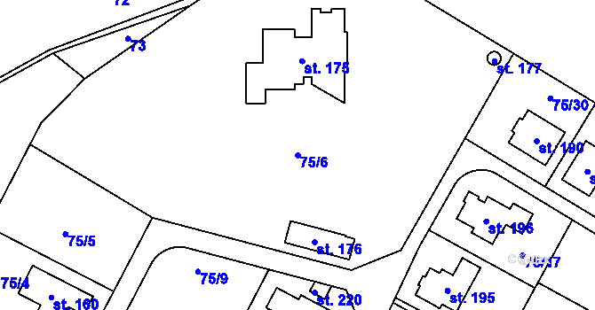 Parcela st. 75/6 v KÚ Noutonice, Katastrální mapa