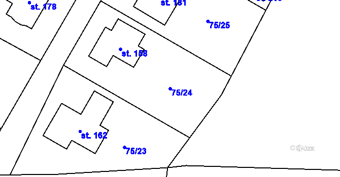 Parcela st. 75/24 v KÚ Noutonice, Katastrální mapa