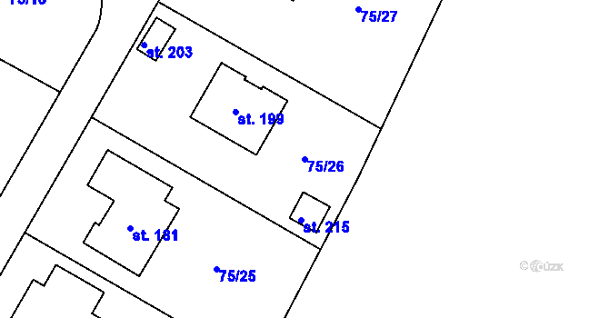 Parcela st. 75/26 v KÚ Noutonice, Katastrální mapa