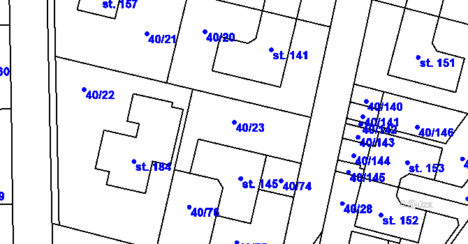 Parcela st. 40/23 v KÚ Noutonice, Katastrální mapa
